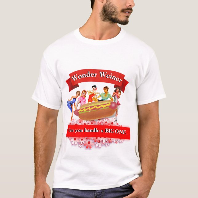 Funny Novelty Graphic WONDER WEINER T-Shirt (Front)