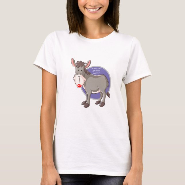 Funny novelty KISS MY DONKEY women's fashion  T-Shirt (Front)