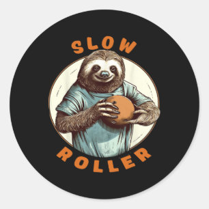 Funny Novelty Men Womens Ten Pin Slow Roller Bowle Classic Round Sticker