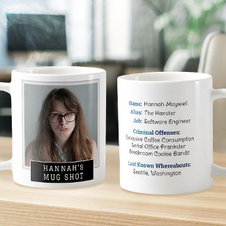 Funny Novelty Mugshot Personalised Photo and Text Coffee Mug
