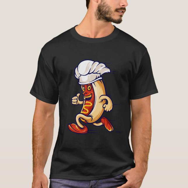 Funny novelty sports football RUNNING HOT DOG T-Shirt (Front)