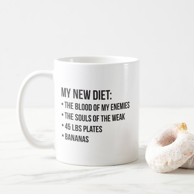 Funny Novelty Workout Humour - My New Diet - Gym Coffee Mug (With Donut)
