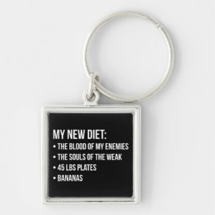 Funny Novelty Workout Humour - My New Diet - Gym Key Ring