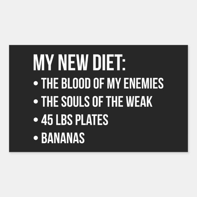 Funny Novelty Workout Humour - My New Diet - Gym Rectangular Sticker (Front)