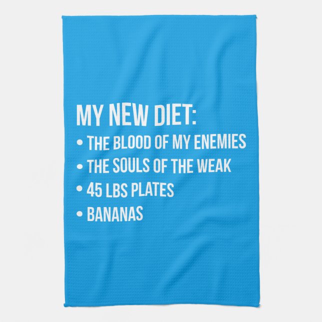 Funny Novelty Workout Humour - My New Diet - Gym Tea Towel (Vertical)