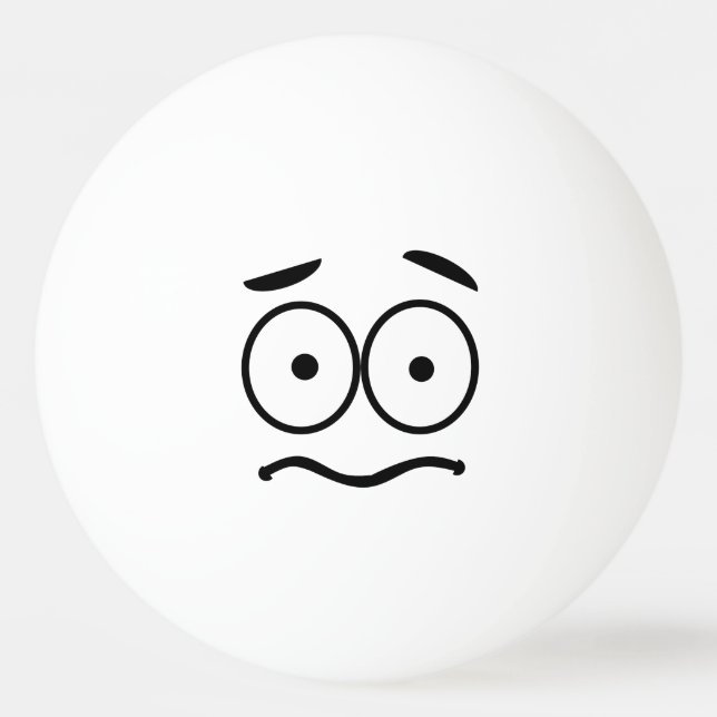 Funny Novelty Worried Face Emoji Ping Pong Ball (Front)