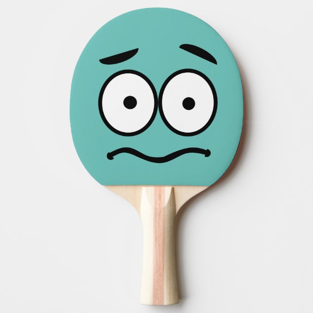 Funny Novelty Worried Face Emoji Ping Pong Paddle (Front)