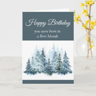 Funny November Birthday Forest Winter Trees Card