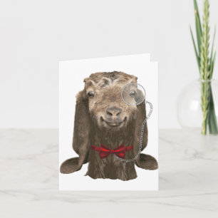 Funny Nubian Goat With Monocle Card