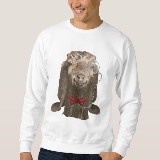 Funny Nubian Goat with Monocle Sweatshirt (Front)