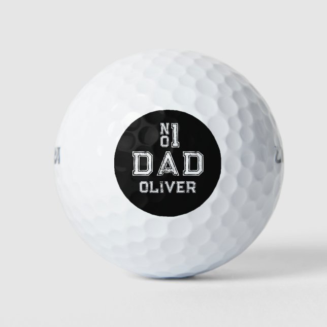 Funny Number 1 Dad Personalised Name Golfer  Golf Balls (Front)