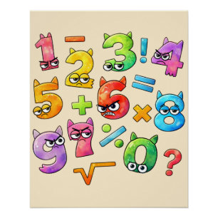 Funny Numbers Maths Poster for Kids UK Classroom