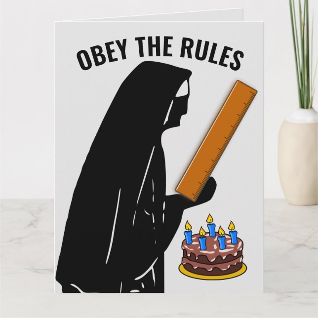 FUNNY NUN CATHOLIC BIRTHDAY OBEY GREETING CARDS (Front)