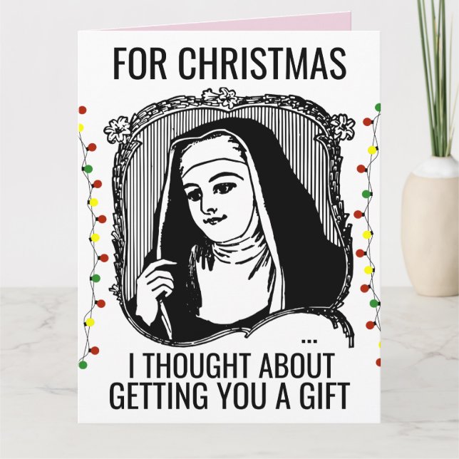 FUNNY NUN CATHOLIC CHRITMAS BIG GREETING CARD (Front)