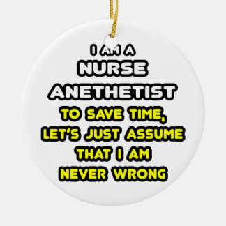 Funny Nurse Anaesthetist T-Shirts and Gifts Ceramic Tree Decoration