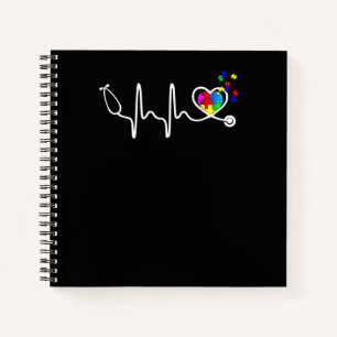 Funny Nurse Autism Puzzle Stethoscope Heart Notebook