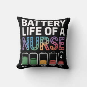 Funny Nurse Battery Life Quote Colourful Medical Cushion