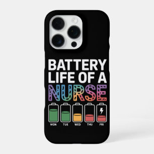 Funny Nurse Battery Life Quote Colourful Medical iPhone 16 Pro Case