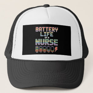 Funny Nurse Battery Life Quote Colourful Medical Trucker Hat