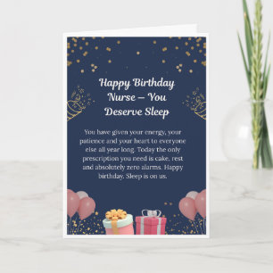 Funny Nurse Birthday Card — You Deserve Sleep