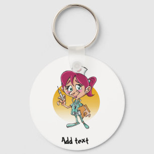 Funny nurse cartoon personalised key ring