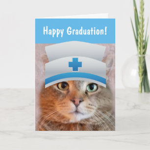Funny Nurse Cat  Graduation Card