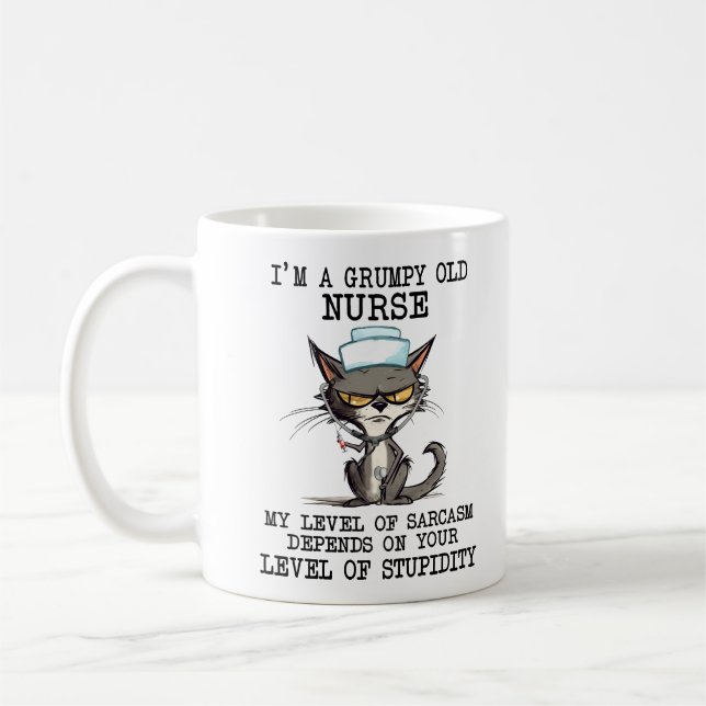 Funny Nurse Cat Saying Coffee Mug (Left)