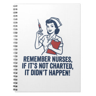 Funny Nurse Charting Quote Vintage Retro Nursing  Notebook