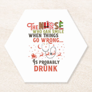 Funny Nurse Christmas Pun Quote Hilarious   Paper Coaster
