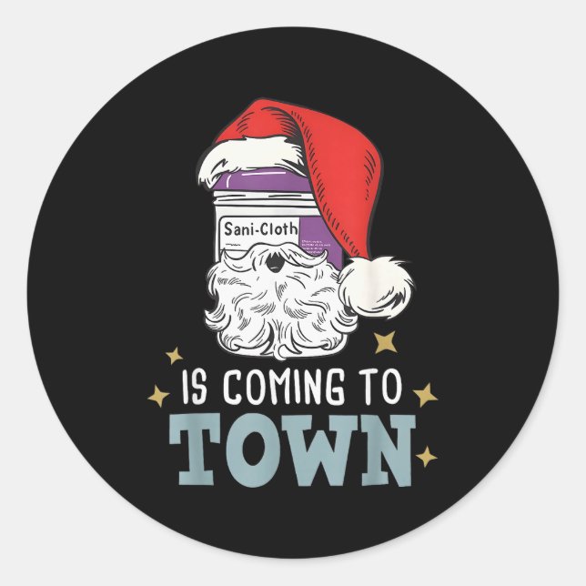 Funny Nurse Christmas Rn Tech Medical Istant Holid Classic Round Sticker (Front)