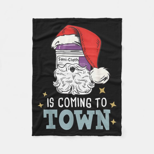 Funny Nurse Christmas Rn Tech Medical Istant Holid Fleece Blanket (Front)