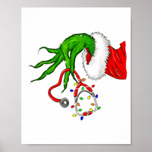 Funny Nurse Christmas Stethoscope Nurses Xmas Ligh Poster