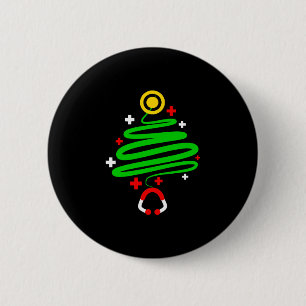 Funny Nurse Christmas Tree Stethoscope Gif 6 Cm Round Badge
