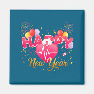 Funny Nurse Crew Heartbeat New Years Eve Party 202 Magnet