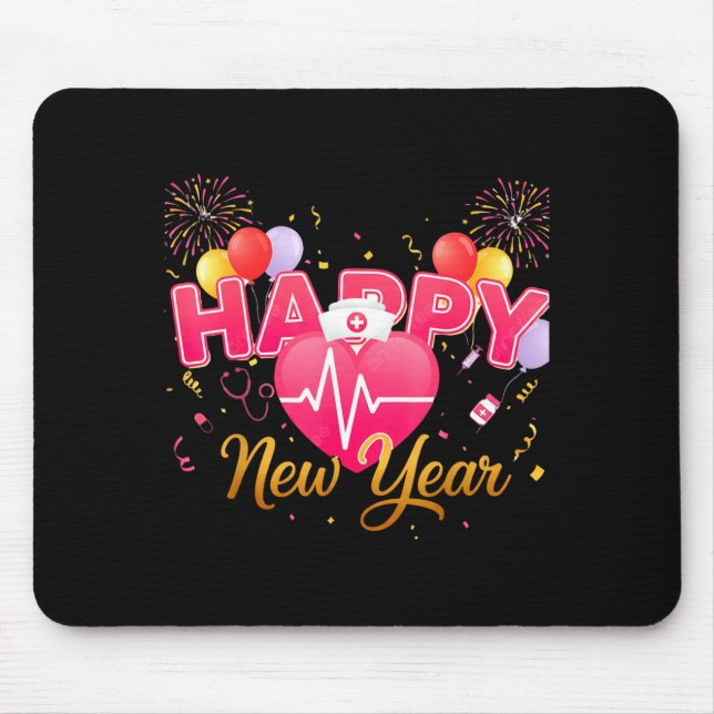 Funny Nurse Crew Heartbeat New Years Eve Party 202 Mouse Mat (Front)