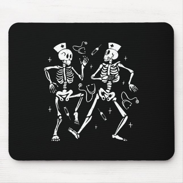 Funny Nurse Dancing Skeleton Halloween Skeleton Co Mouse Mat (Front)