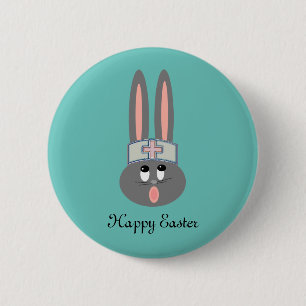 Funny Nurse Easter Bunny Button