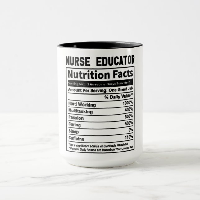 Funny Nurse Educator Nutrition Facts Mug (Center)