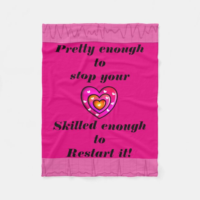 Funny Nurse Fleece Blanket Pink (Front)
