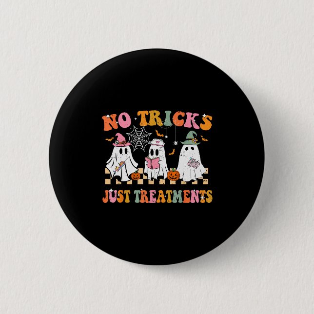 Funny Nurse Ghost For Scrub Life &amp; Nursing Hal 6 Cm Round Badge (Front)