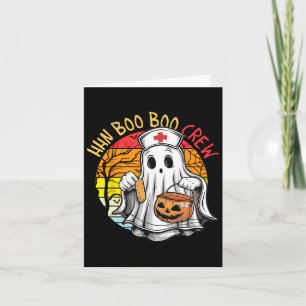 Funny Nurse Ghost Hhn Boo Boo Crew Halloween Costu Card