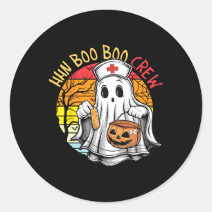 Funny Nurse Ghost Hhn Boo Boo Crew Halloween Costu Classic Round Sticker