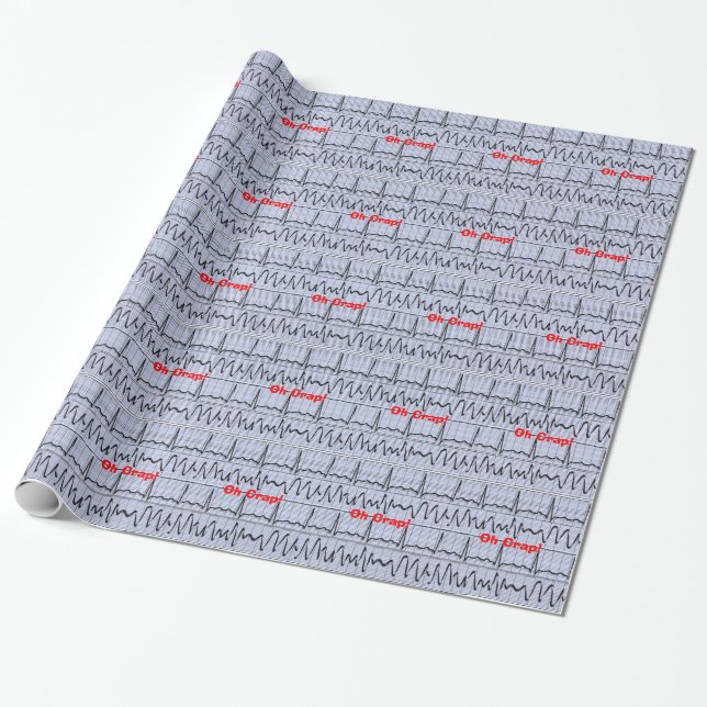 Funny Nurse Gift Wrapping Paper Oh Crap (Unrolled)