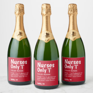 Funny Nurse Graduation Party Personalised Sparkling Wine Label