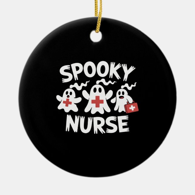 Funny Nurse Halloween Ceramic Tree Decoration (Front)