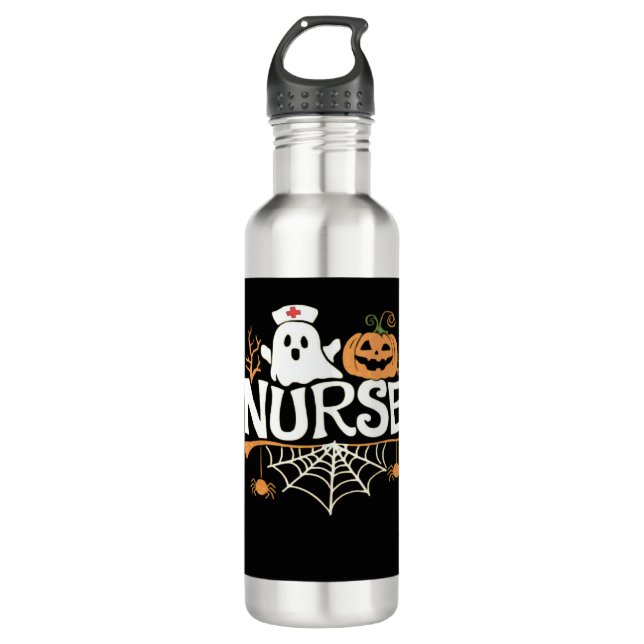 Funny Nurse Halloween Ghost Design Essential T-Shi 710 Ml Water Bottle (Front)