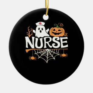 Funny Nurse Halloween Ghost Design Essential T-Shi Ceramic Tree Decoration