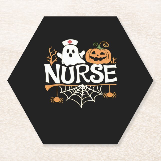 Funny Nurse Halloween Ghost Design Essential T-Shi Paper Coaster (Front)