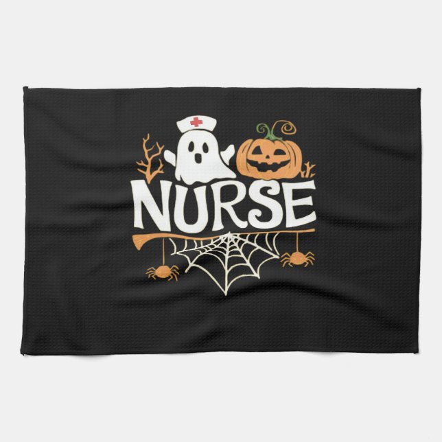 Funny Nurse Halloween Ghost Design Essential T-Shi Tea Towel (Horizontal)