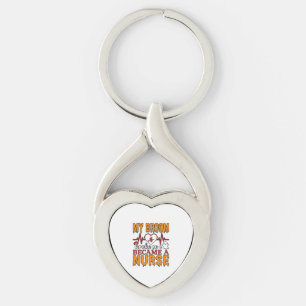 Funny Nurse Halloween My Broom Broke Vintage Shirt Key Ring
